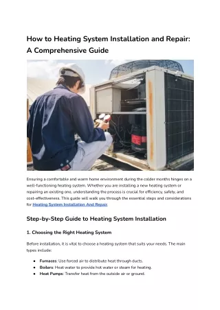 How to Heating System Installation and Repair_ A Comprehensive Guide