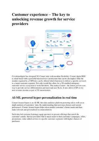Customer experience – The key to unlocking revenue growth for service providers
