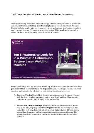 Top 5 Things That Make a Prismatic Laser Welding Machine Extraordinary