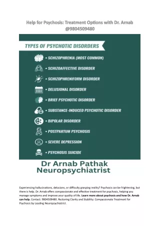 Help for Psychosis Treatment Options with Dr. Arnab @9804509480