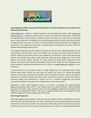 Image Playgrounds Offers Seating and Planting Solutions to Transform Outdoor Areas into Vibrant, and Interactive Environ