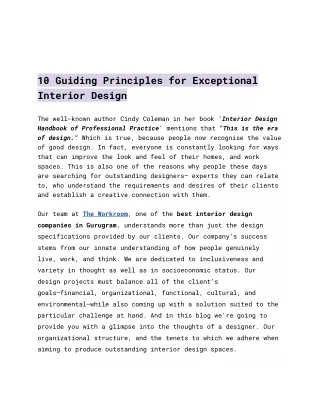 10 Guiding Principles for Exceptional Interior Design