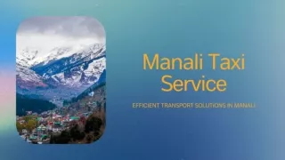 Convenient Taxi Service in Manali - Manali Holidays