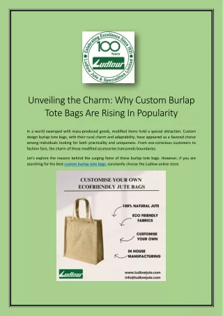 Unveiling the Charm Why Custom Burlap Tote Bags Are Rising In Popularity