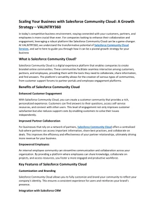 Scaling Your Business with Salesforce Community Cloud