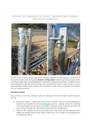 Things to consider to select appropriate fences for your farmland