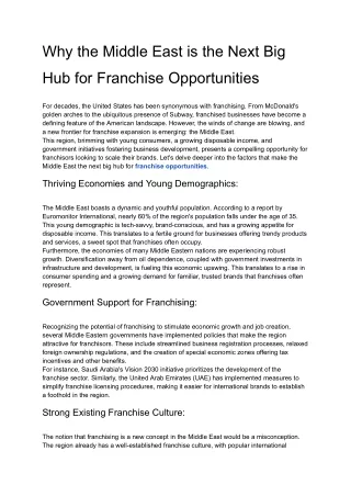 Why the Middle East is the Next Big Hub for Franchise Opportunities
