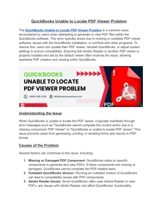 QuickBooks Unable to Locate PDF Viewer Problem