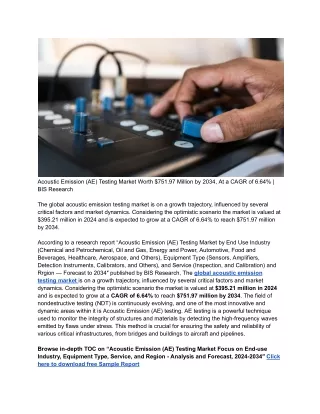 Acoustic Emission (AE) Testing Market Worth $751.97 Million by 2034, At a CAGR of 6.64% _ BIS Research