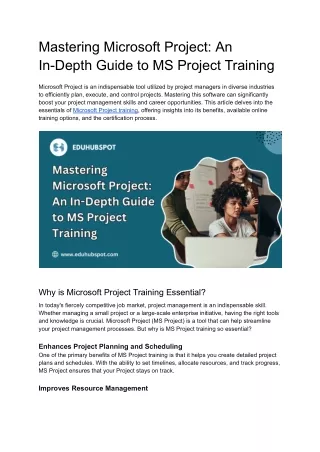 Mastering Microsoft Project_ An In-Depth Guide to MS Project Training