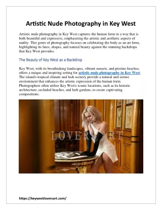 Artistic Nude Photography in Key West