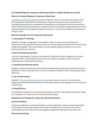 IoT-Enabled Refrigerator Temperature Monitoring in KSA