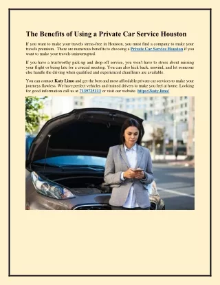 The Benefits of Using a Private Car Service Houston