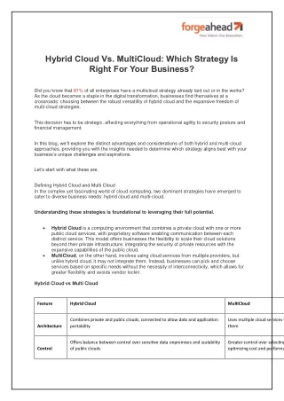 Hybrid Cloud vs. Multi-Cloud: Which Strategy Is Right for Your Business?