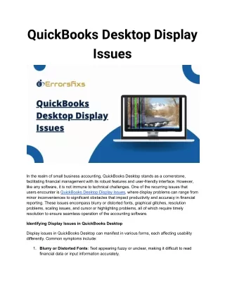 QuickBooks Desktop Display Issues