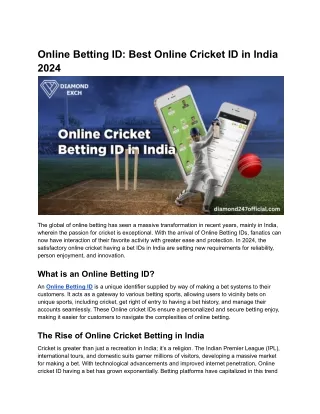 Online Betting ID_ Best Online Cricket ID in India 2024