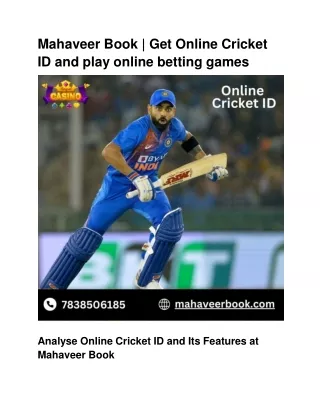 Mahaveer Book _ Get Online Cricket ID and play online betting games