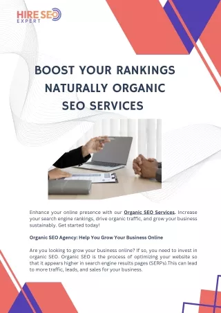 Boost Your Rankings Naturally Organic SEO Services