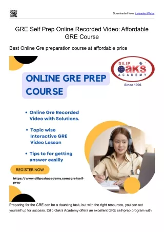 GRE Self Prep Online Recorded Video: Affordable GRE Course