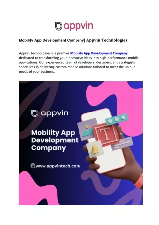 Mobility App Development Company