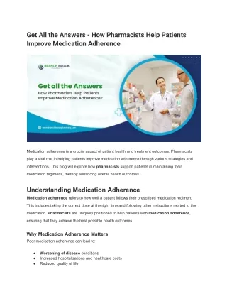 Get All the Answers - How Pharmacists Help Patients Improve Medication Adherence