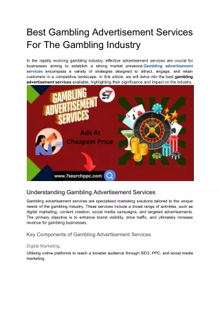 Gambling Advertisement Services _ Online Gambling advertising