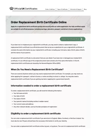 Replacement Birth Certificate Uk