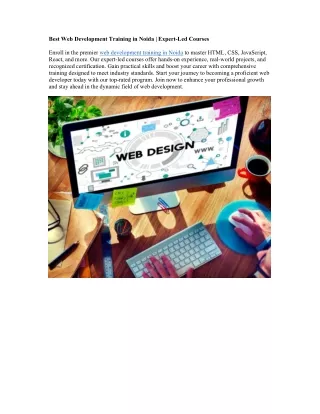 Best Web Development Training in Noida | Expert-Led Courses