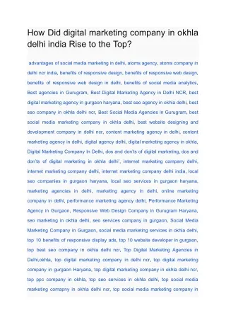 How Did digital marketing company in okhla delhi india Rise to the Top