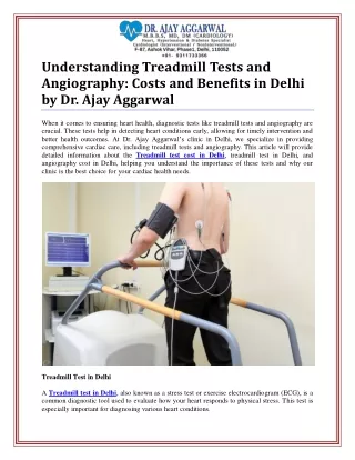 Comprehensive Cardiac Care: Treadmill Test and Angiography Cost in Delhi