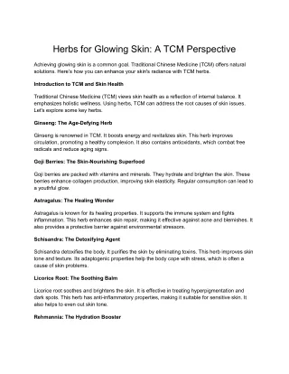 Herbs for Glowing Skin_ A TCM Perspective