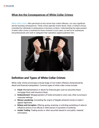 What Are the Consequences of White Collar Crimes