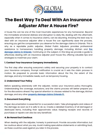 The Best Way To Deal With An Insurance Adjuster After A House Fire