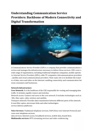 Understanding Communication Service Providers Backbone of Modern Connectivity and Digital Transformation