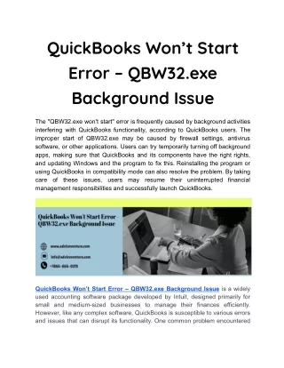 QuickBooks Won’t Start Error – QBW32.exe Background Issue (1)