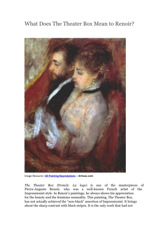 What Does The Theater Box Mean to Renoir