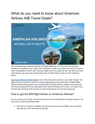 What do you need to know about American Airlines 49$ Travel Deals