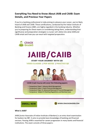 Everything You Need to Know About JAIIB and CAIIB Exam Details, and Previous Year Papers