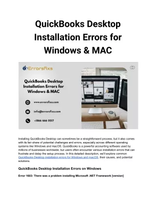 QuickBooks Desktop Installation Errors for Windows & MAC