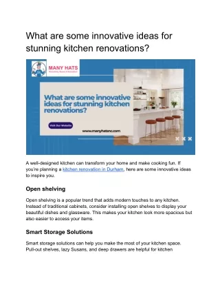 What are some innovative ideas for stunning kitchen renovations_