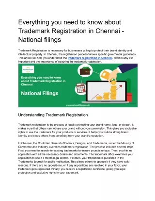 Everything you need to know about Trademark Registration in Chennai - National filings