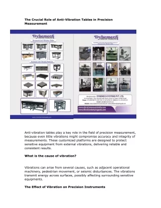 The Crucial Role of Anti-Vibration Tables in Precision Measurement