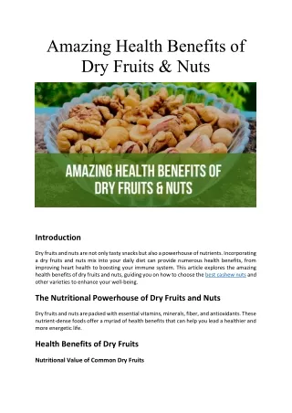 Amazing Health Benefits of Dry Fruits