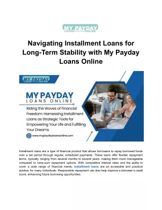 My Payday Loans Online: Your Trusted Source for Installment Loans