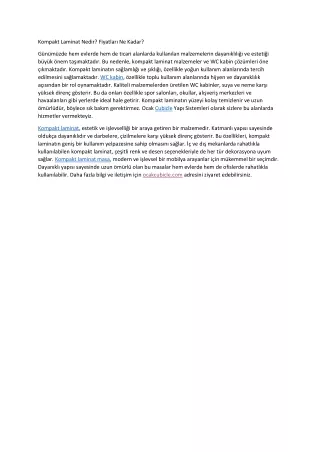 Kompakt Laminat Nedir Fiyatlari Ne Kadar