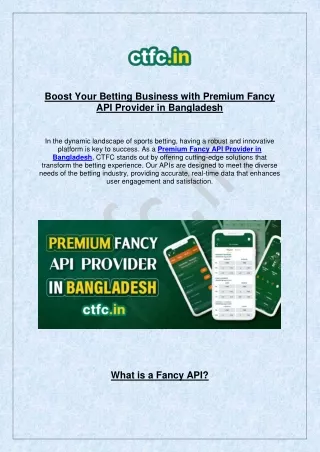 leading Premium Fancy API provider in Bangladesh