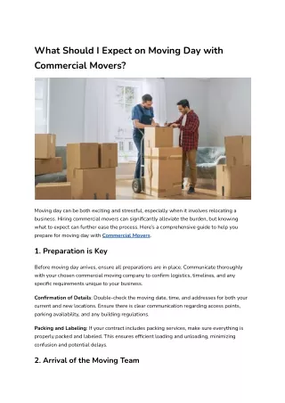 What Should I Expect on Moving Day with Commercial Movers