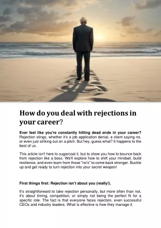 How Do You Deal with Rejections in Your Career