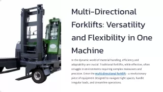 Multi-Directional Forklifts_ Versatility and Flexibility in One Machine