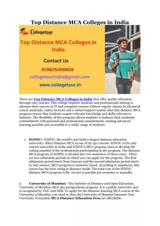 Top Distance MCA Colleges in India